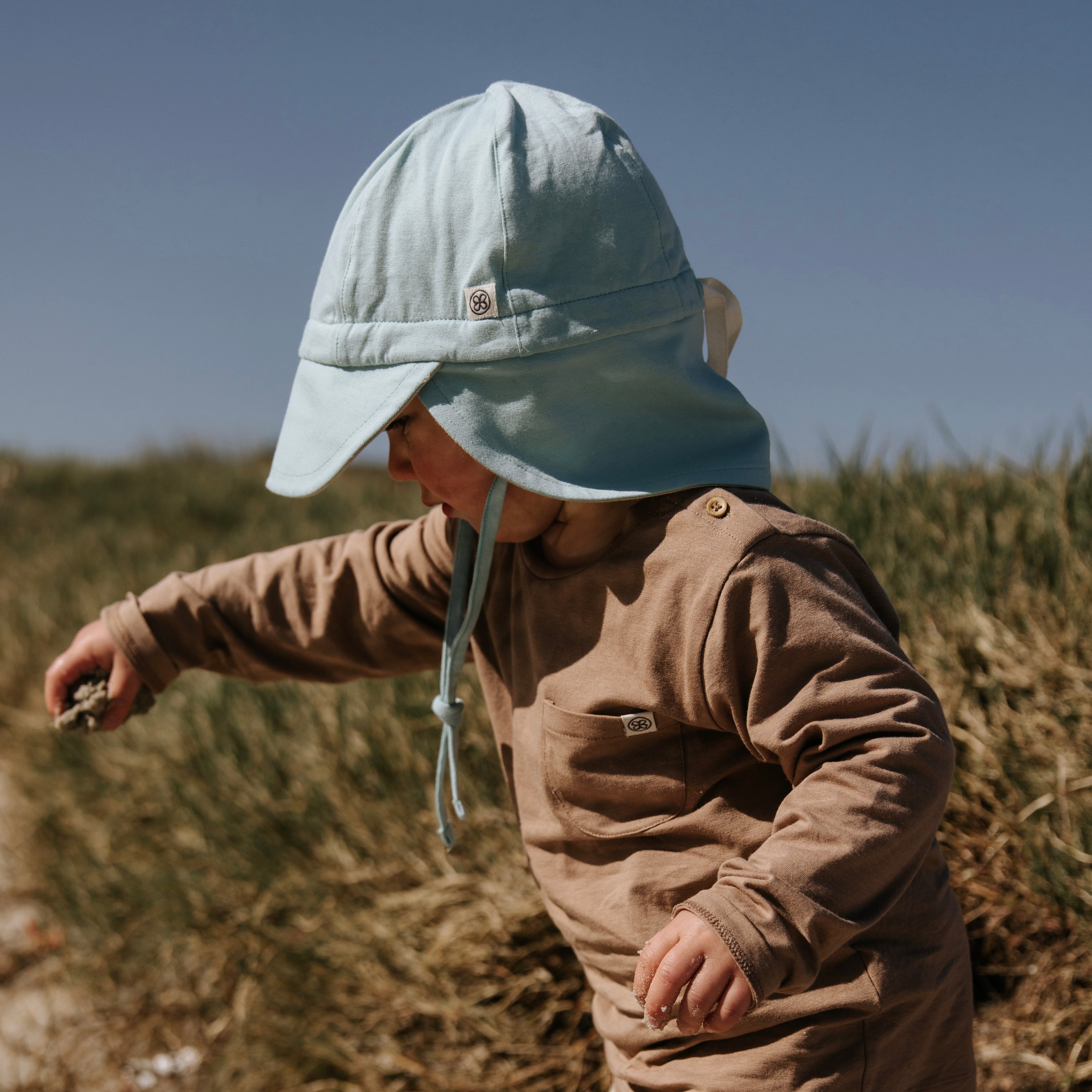 Chapeau de soleil anti-UV UPF 50+ Bleu mer/Plage de sable