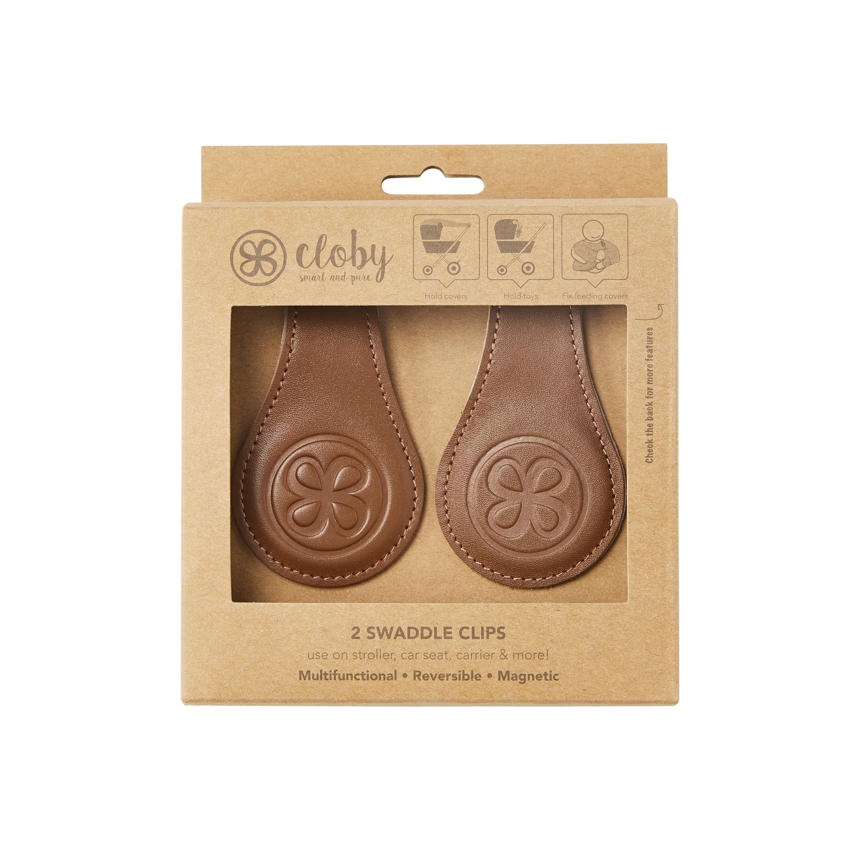 Leder Magnetclips Brown/Grey