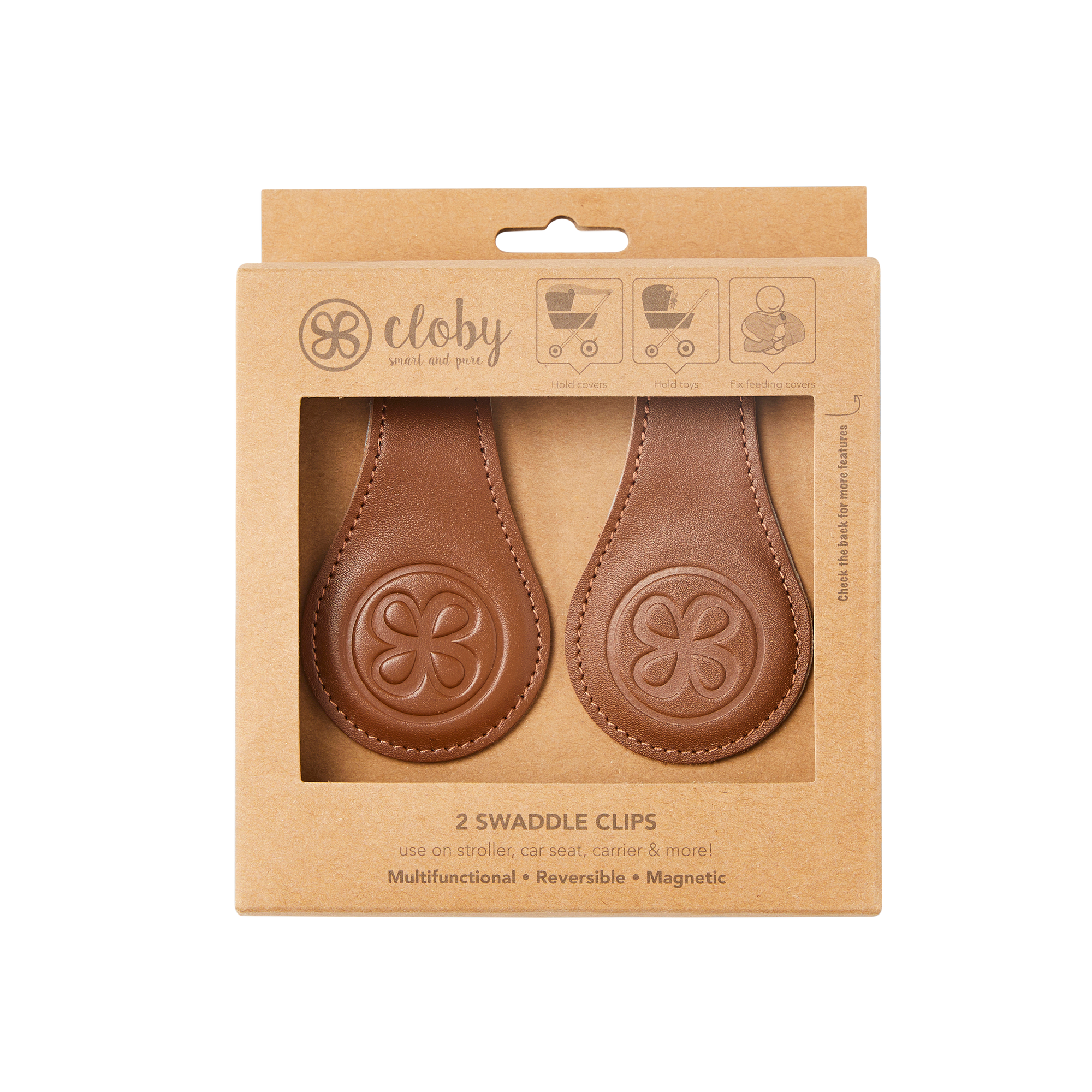 Leder Magnetclips Brown/Grey